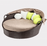 New Wicker Brown Round Day Bed Sun Lounge Outdoor Rattan Furniture Setting