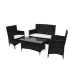 7pc Black Wicker Outdoor Lounger Set Cane Sofa Chair Table Rattan Couch Setting