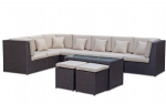 Outdoor Modular Corner Lounge Suite Table Ottomans Rattan Furniture Wicker Sofa